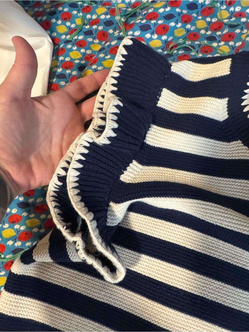 Boden Navy and White Striped Crewneck Sweater Vest - Picture 5 of 8